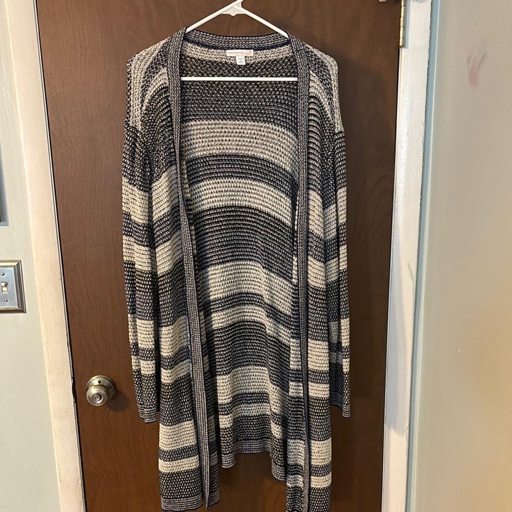 Westport White and Blue Cardigan Sweater